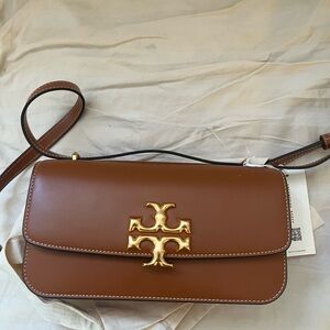 Tory Burch Tan Leather Crossbody with Gold Accent eleanor e/w small convertible